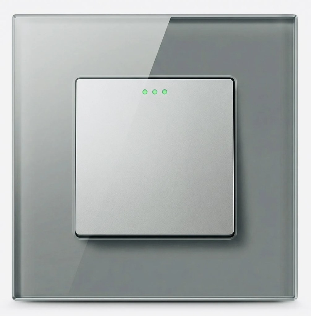 Keresztkapcsoló szimpla fali szürke üveg kerettel Luuna