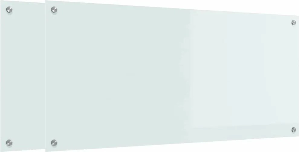 vidaXL Konyhai splashback 2 pcs Fehér 110 x 50 cm edzett üveg