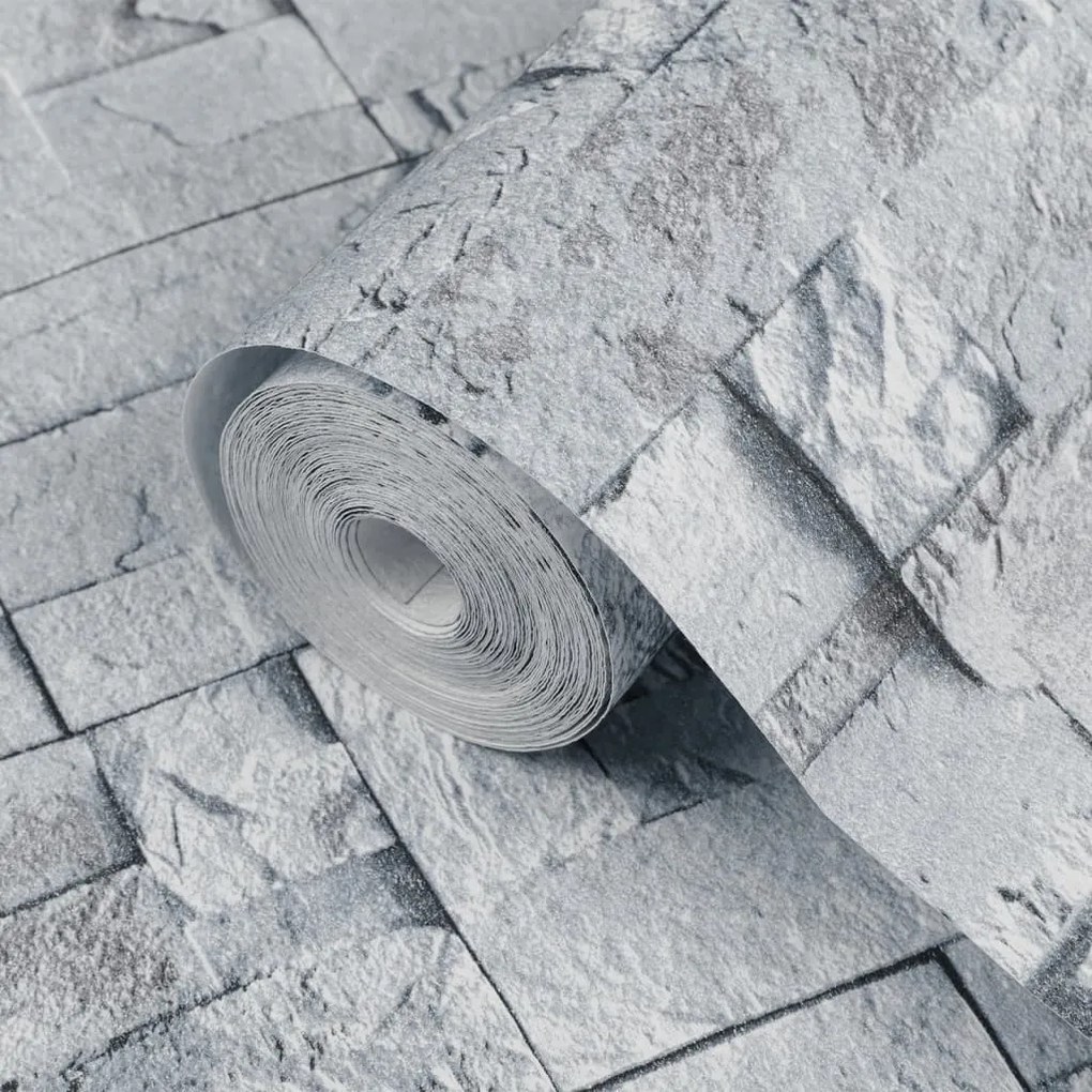 világosszürke kőhatású nem szőtt 3D tapéta 10 x 0,53 m
