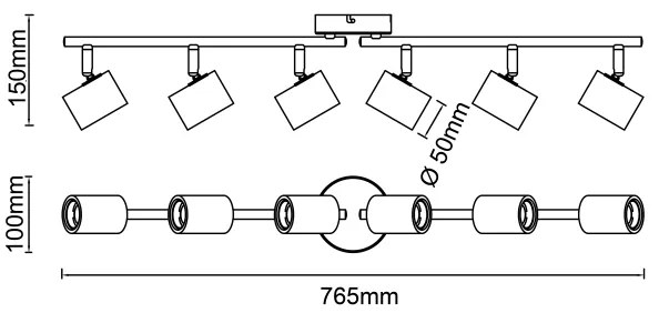 Brilliant - KERRY irányítható spotlámpa 6xE27/40W/230V fekete/bambusz