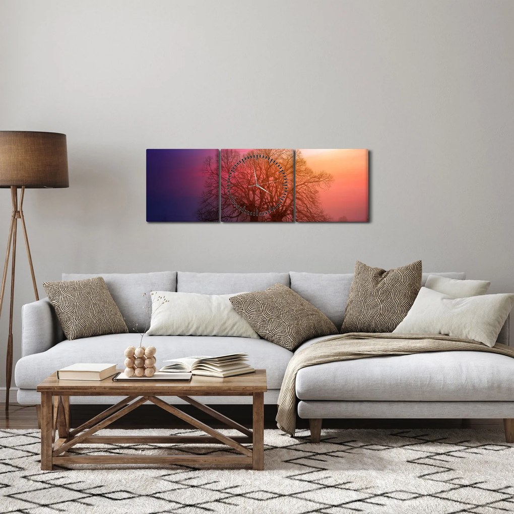Fák a ködben (órával) (90x30 cm)