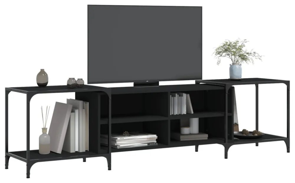 fekete szerelt fa TV-szekrény 203 x 37 x 50 cm