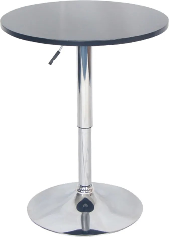 Bárasztal, magasság állítással, króm/ fekete, átmérő 60 cm, BRANY 2 NEW