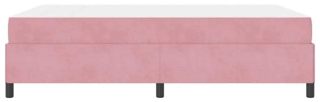 Ágykeret matracmal Rózsaszín és fehér 140 x 200 cm Bársony