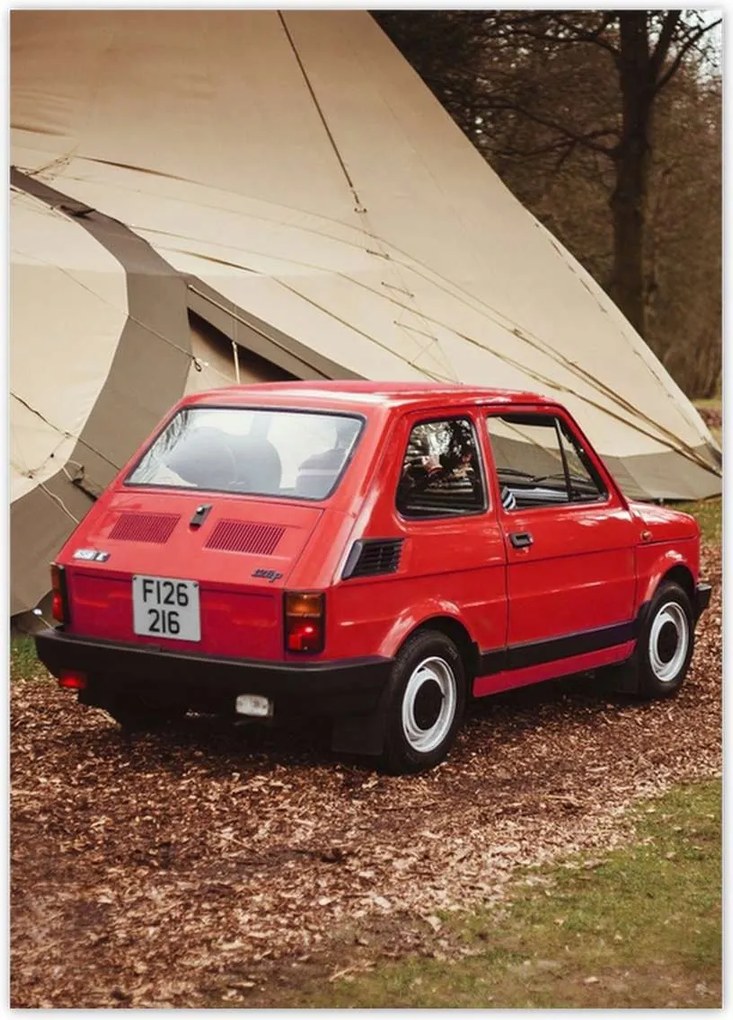 Poszterek 50x70 Piros kisautó Fiat 126p