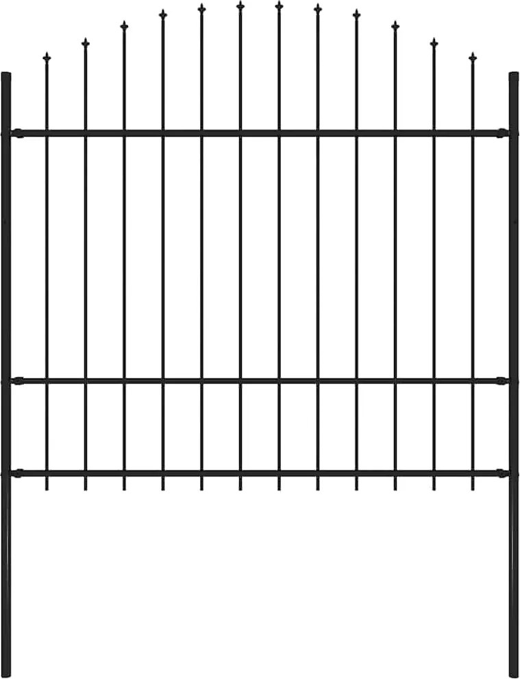 vidaXL fekete acélkerítés lándzsás tetejű 170 x 175 cm