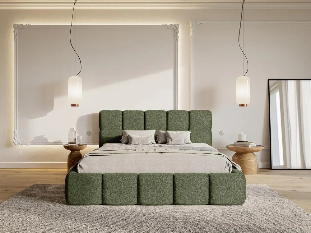 Franciaágy 160 cm Cirsten 160B (ágyráccsal) (oliva). 1099510