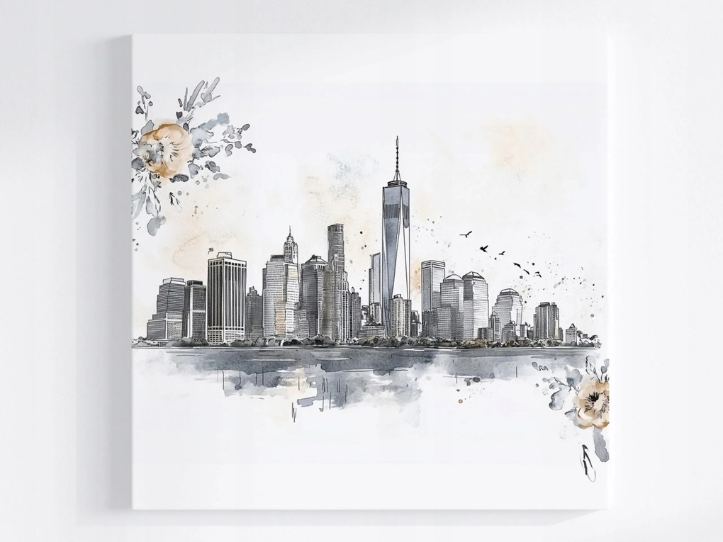 Vászonkép Canvas Város Panoráma New York Manhattan Vázlat 80x80