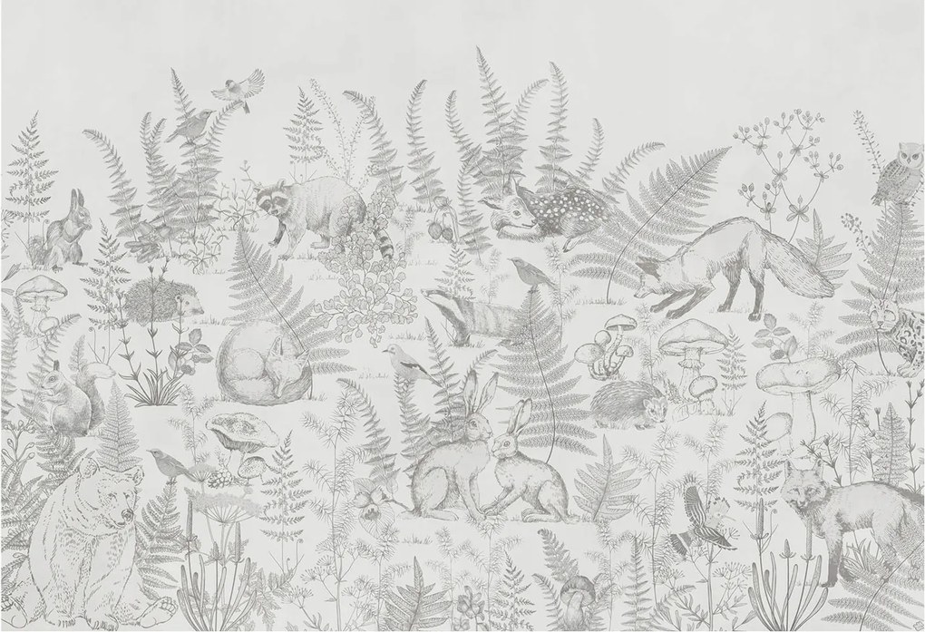 Flizelin tapéta Divatos 3D fali ragasztó Erdei állatok 152x104 Ragasztó