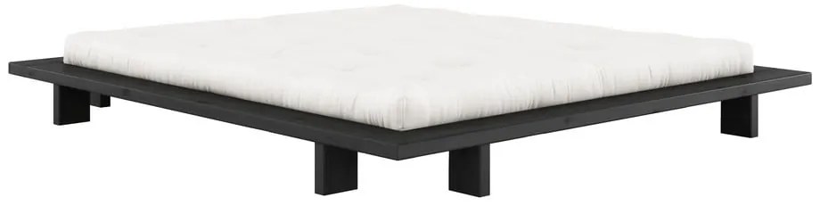 Fekete franciaágy fenyőfából, ráccsal 180x200 cm Japan - Karup Design