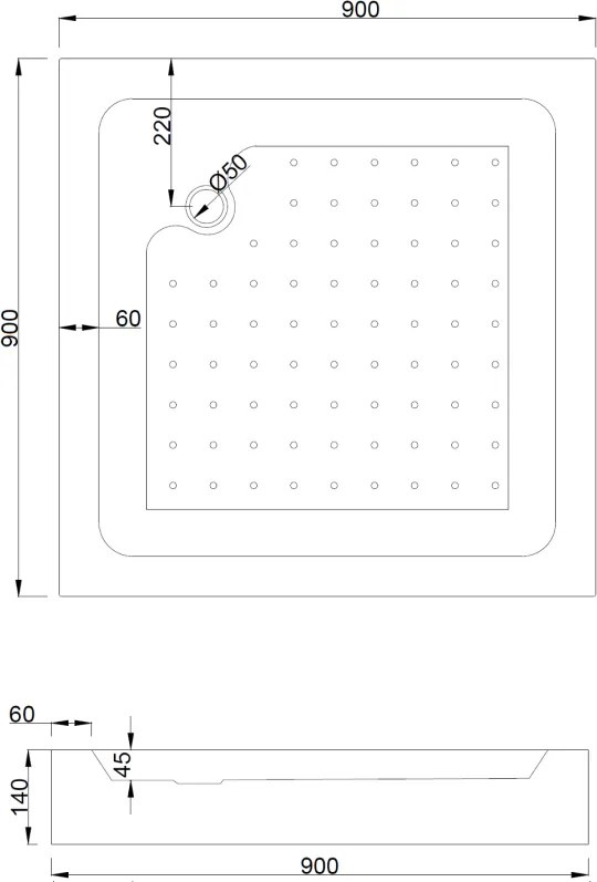 Mexen Rio 90 x 90 cm négyzet alakú zuhanykabin, fehér csíkok, króm + tálca , fehér - 860-090-090-01-20-4510