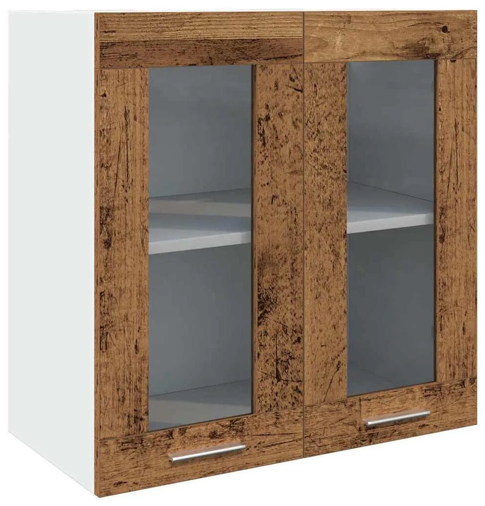 “Lyon” konyhai fali szekrény üvegajtóval régi fa 60x31x60 cm