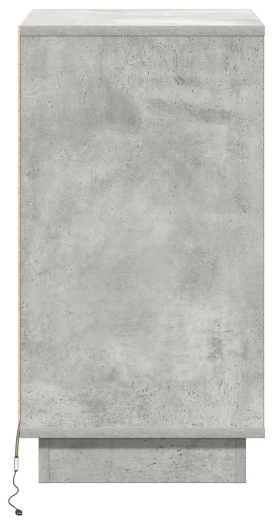 Éjjeli Szekrény LED világítással Beton Szürke 39x34.5x65 cm Szerelt Fa