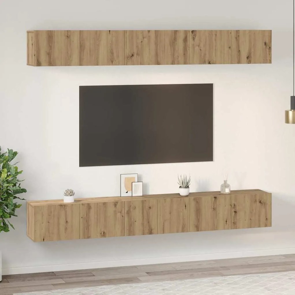 TV szekrény garnitúra 6 pcs kézműves tölgy 80 x 30 x 30 cm