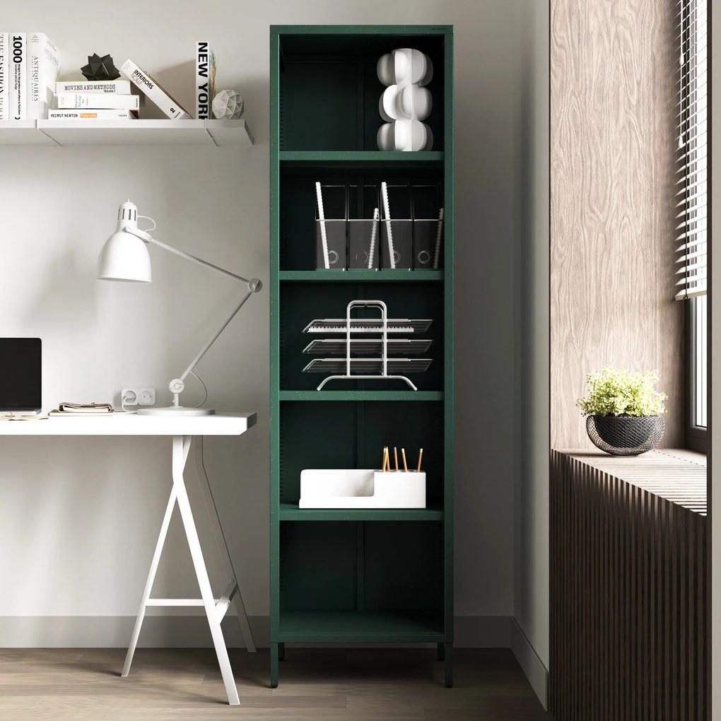 Könyvespolc MARIO, 500 x 1800 x 350 mm, Modern: palack zöld szín