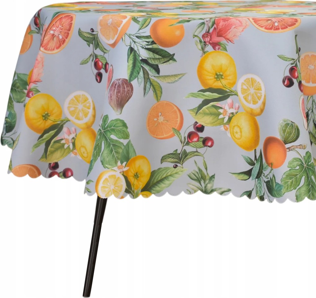 Abrosz Foltálló Ovális 150X290 CM Szürke-kék Narancs Gyümölcs Ovális