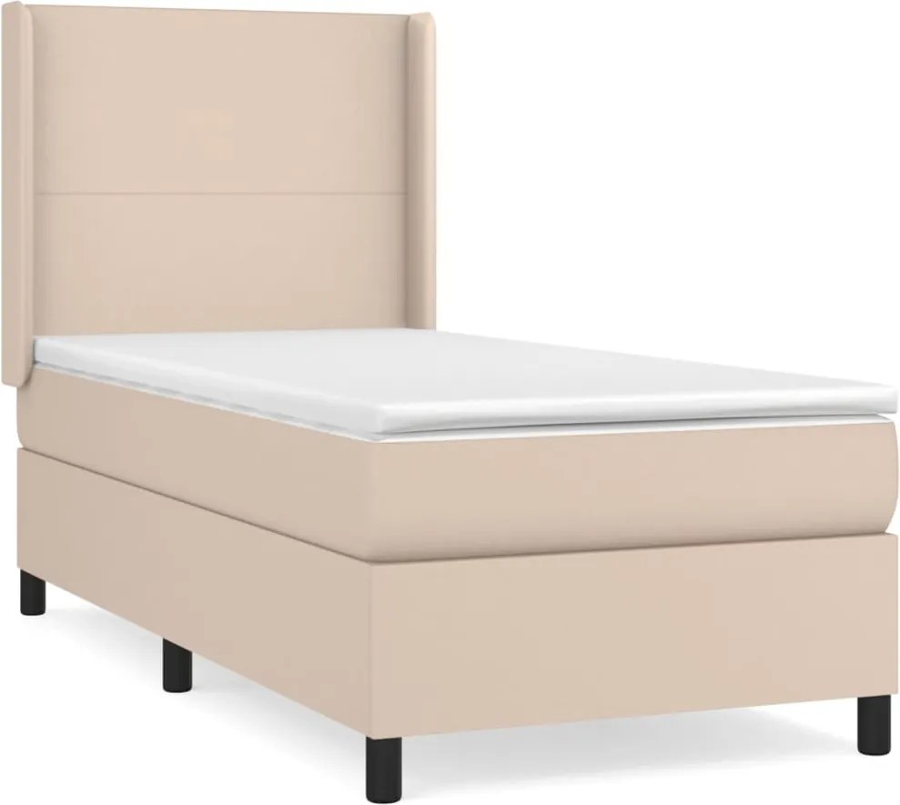 vidaXL cappuccino színű műbőr rugós ágy matraccal 90 x 200 cm