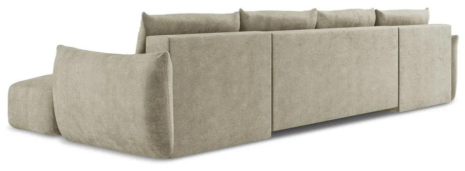 Bézs zsenília kinyitható sarokkanapé (U alakú) Leila – Makamii