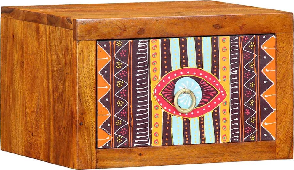 vidaXL Éjjeliszekrény Barna 35 x 30 x 22 cm Tömör Akácfa és Műanyag Fa