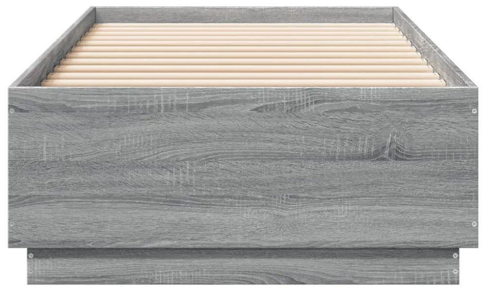 sonoma tölgyszínű szerelt fa ágykeret LED-del 100 x 200 cm