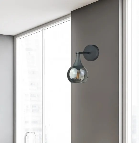 Fali lámpa STAR 1xE27/60W/230V fekete/füstös fekete