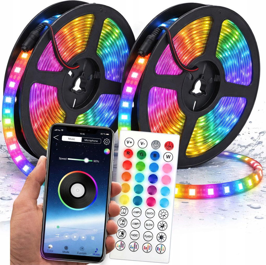 Led Szalag 15M Rgb Vízálló Led Szalag 5050 Távirányító Alkalmazás Vezérlés