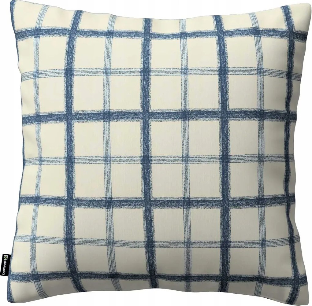 Dekoria párnahuzat ekrü , kék kockás 43x43