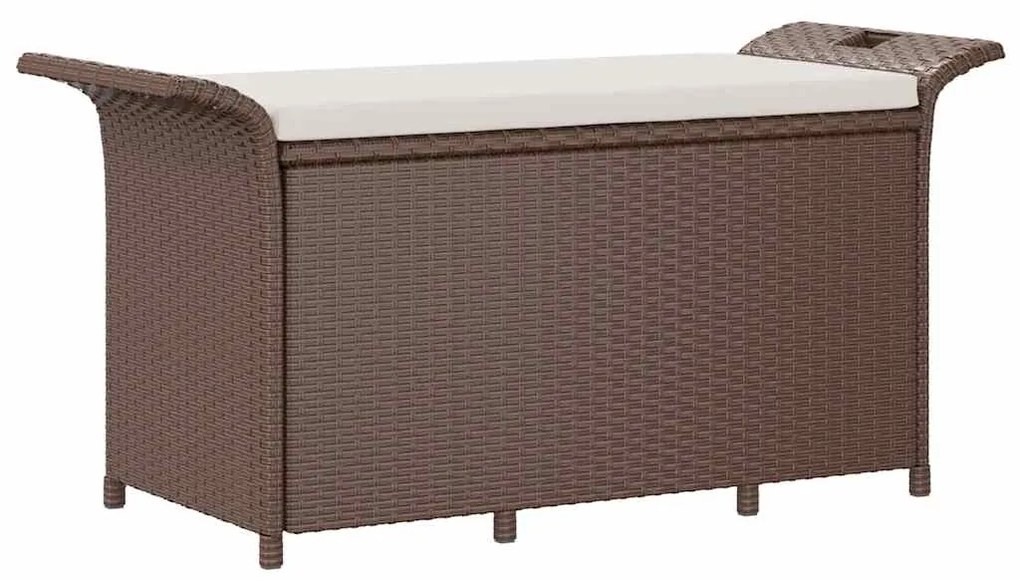 vidaXL barna polyrattan kerti pad párnával 116 x 46 x 57 cm