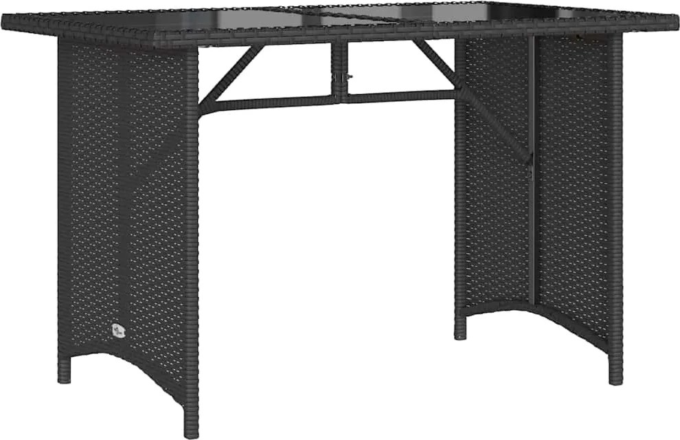 vidaXL fekete polyrattan üveglapos kerti asztal 110x68x70 cm