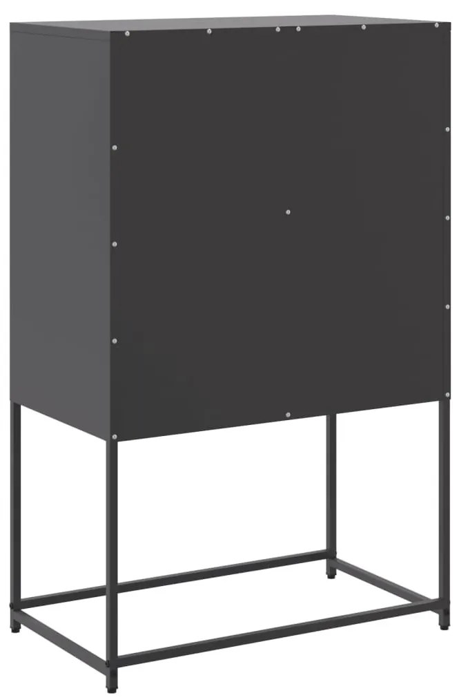 fekete acél magasszekrény 68,5 x 38,5 x 107 cm