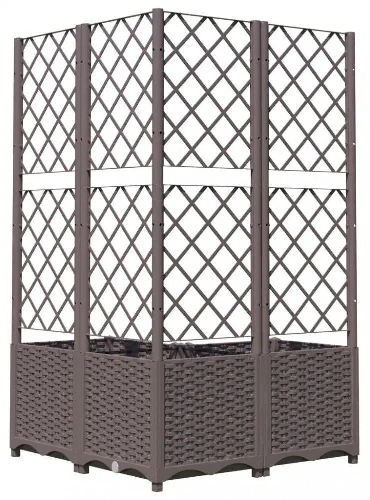 barna polipropilén rácsos kerti ültetőláda 80 x 80 x 136 cm