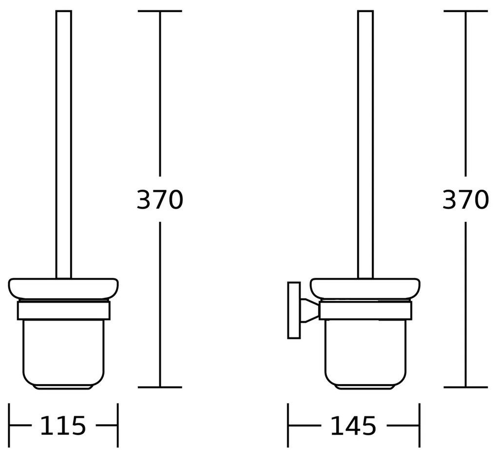 AQUALINE SB208 Samba fali WC kefe, tejes színű üveg, fekete