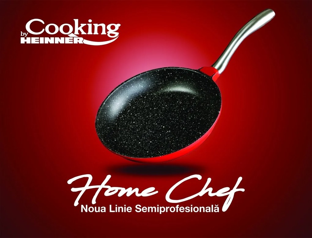 Home Chef serpenyő, Heinner Home, 24 x 4,5 cm, öntött alumínium, fekete/piros