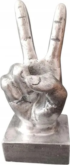 Kéz műgyanta szobor V-szimbólum ezüst