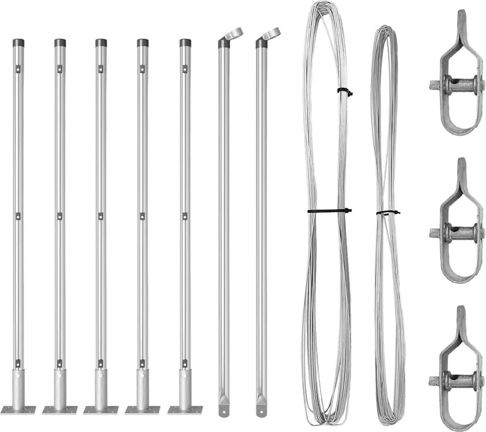 vidaXL Kerítésoszlop 7 pcs Ezüst Acél