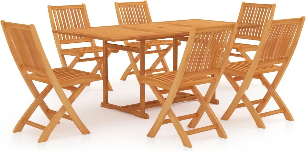vidaXL 7 részes tömör tíkfa kerti étkezőgarnitúra