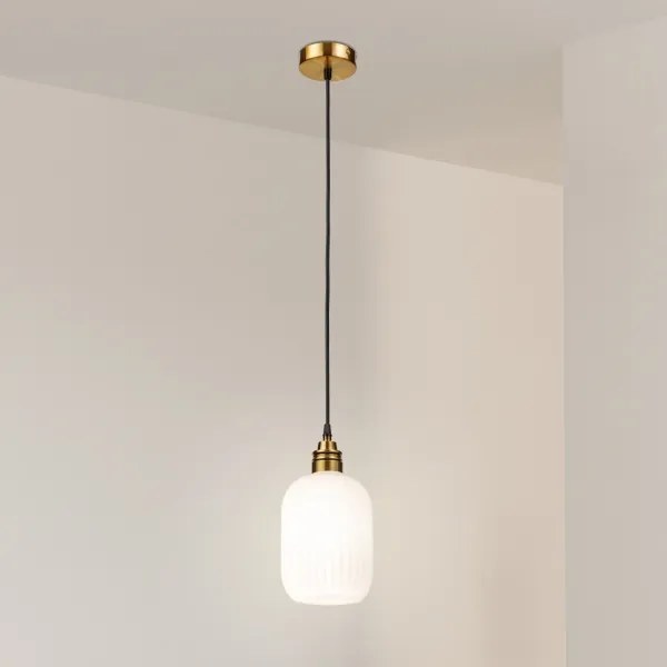 HECTOR zsinóros csillár 1xE27/15W/230V fehér/sárgaréz, átm. 14 cm