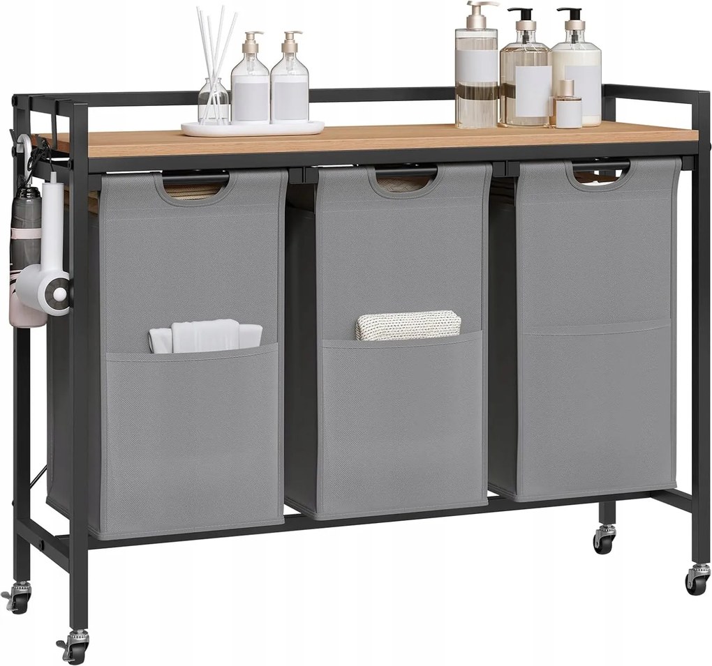 Szennyestartó Kosár 3 Rekesszel Kosár Polccal Kivehető Szennyestartó Táska