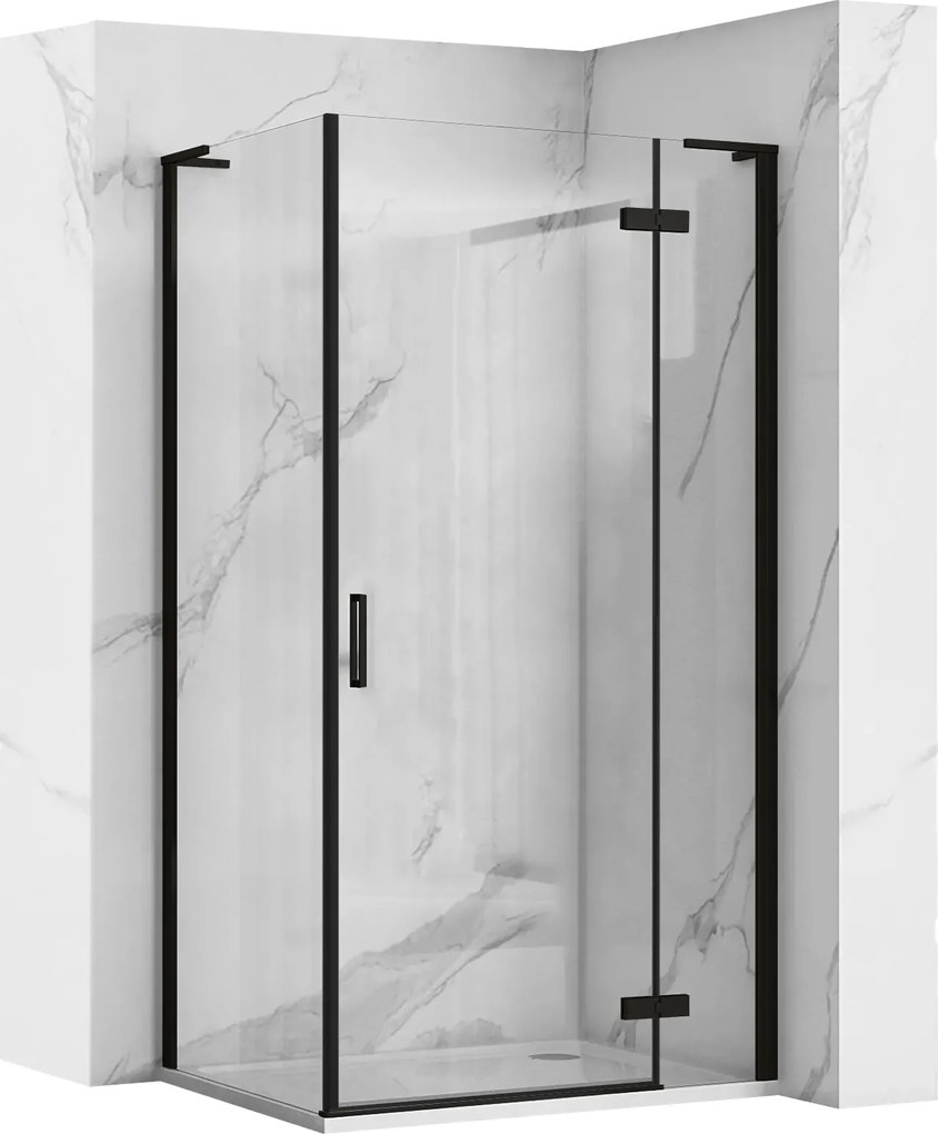 Zuhanykabin Fekete 100x80 Sarok Billenőajtó Rea Hugo Black