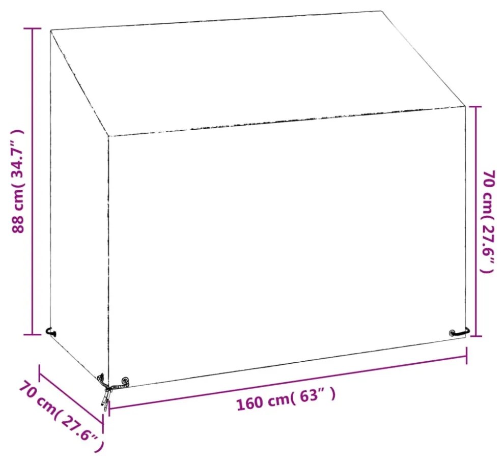 2 db polietilén kerti padhuzat 8 fűzőlyukkal 160x70x70/88 cm