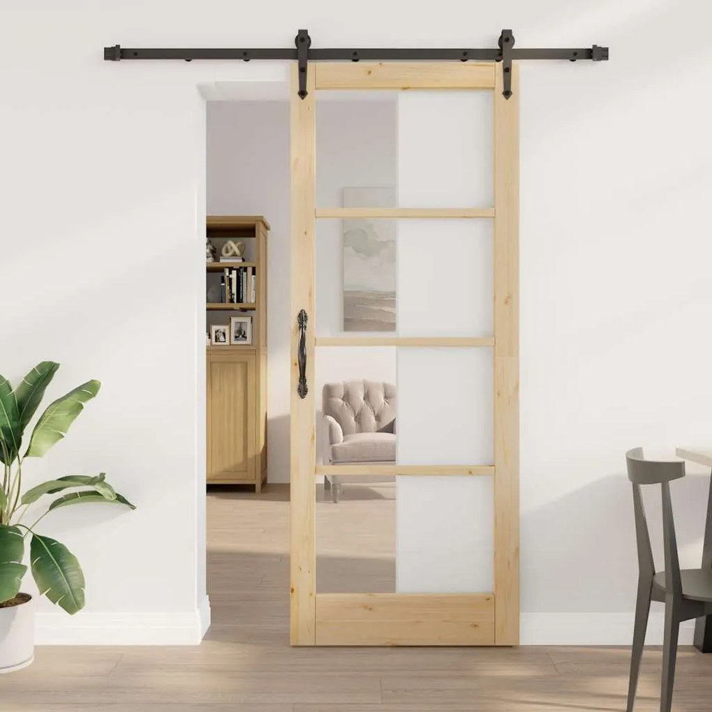 Egyszerű Csúszó Ajtó Barna 83 x 211 cm Fa és fém