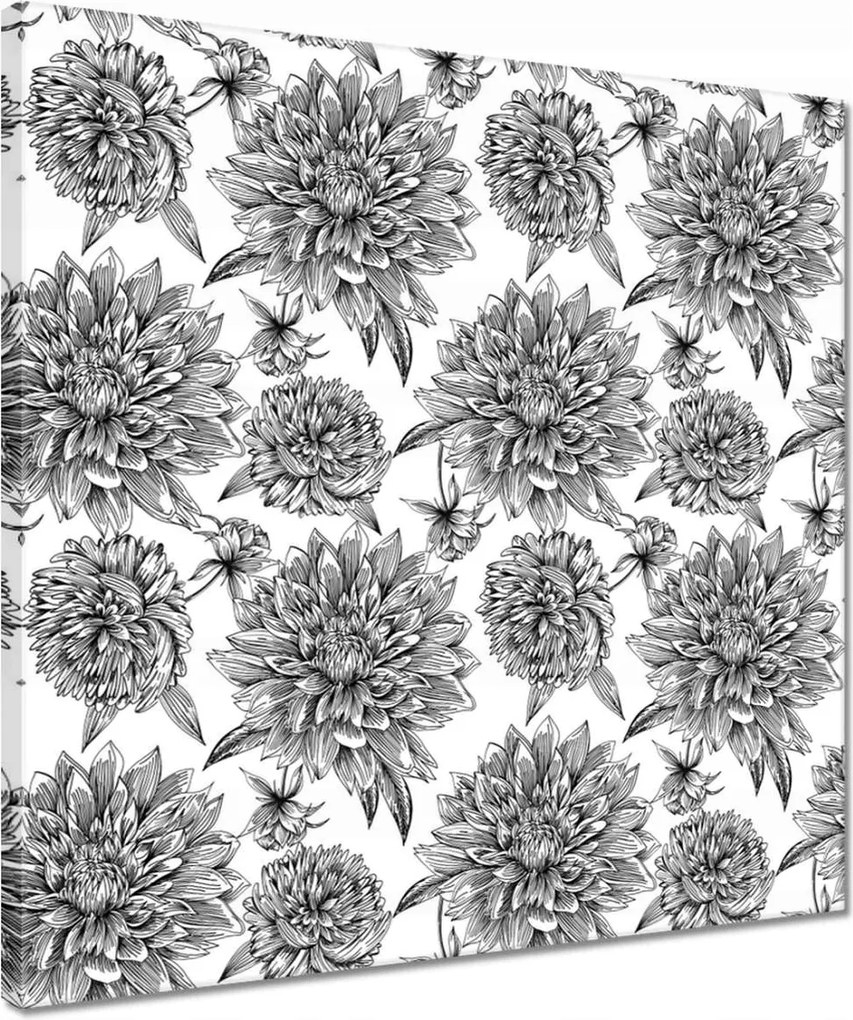 Vászonkép 40x40 Fekete-fehér grafika Virág