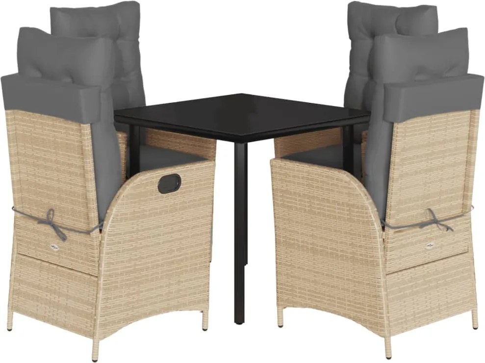 vidaXL 5 részes vegyes bézs polyrattan kerti étkezőgarnitúra párnákkal
