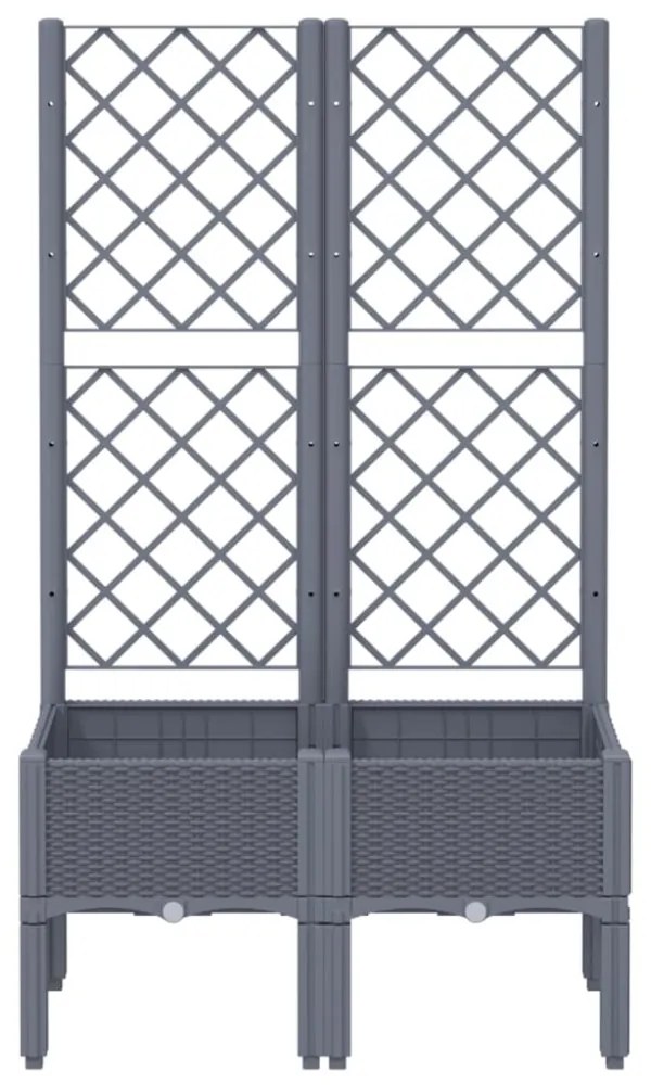 szürke PP rácsos kerti ültetőláda 80 x 40 x 142 cm