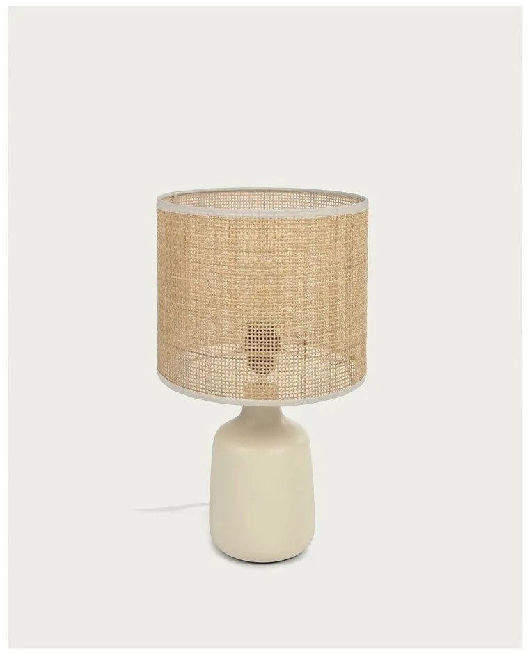 Krémszínű-natúr színű kerámia asztali lámpa (magasság 46 cm) Erna – Kave Home