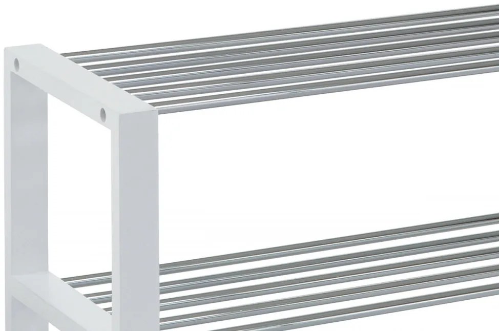 83168-12 Depozit modern pentru pantofi cu rafturi cromate în alb