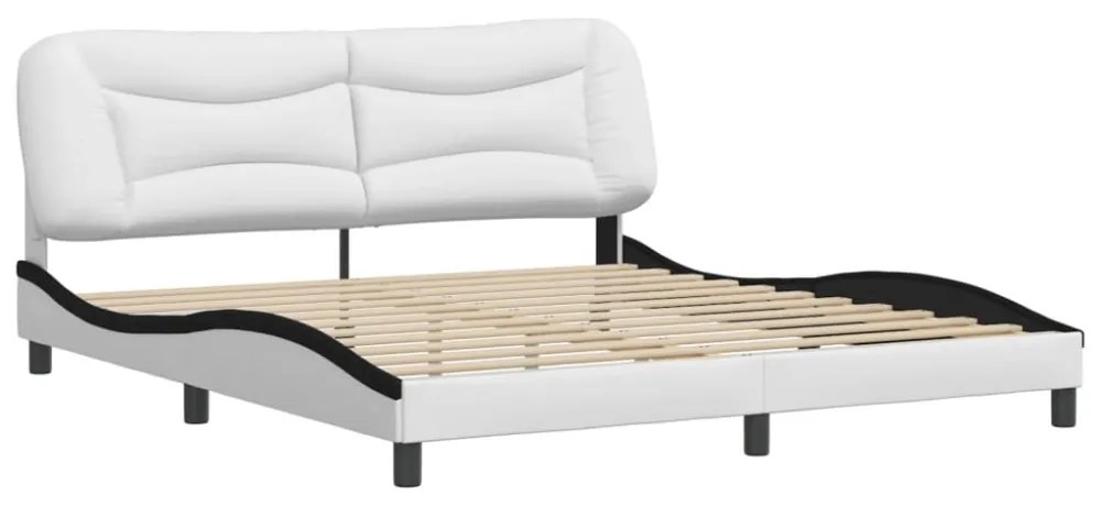 fehér és fekete műbőr ágykeret matrac nélkül Hvar 180x200 cm