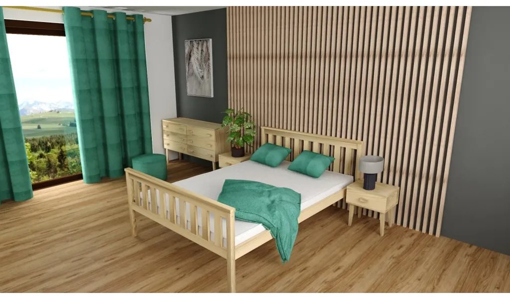 Ágy KALEA 140 x 200 cm, fenyőfa Matrac: Coco Maxi matrac 20 cm, Ágyrács: Lamellás ágyráccsal