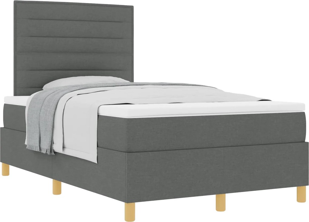 vidaXL Boxrugós ágy matracmal Sötétszürke 120 x 190 cm szövet