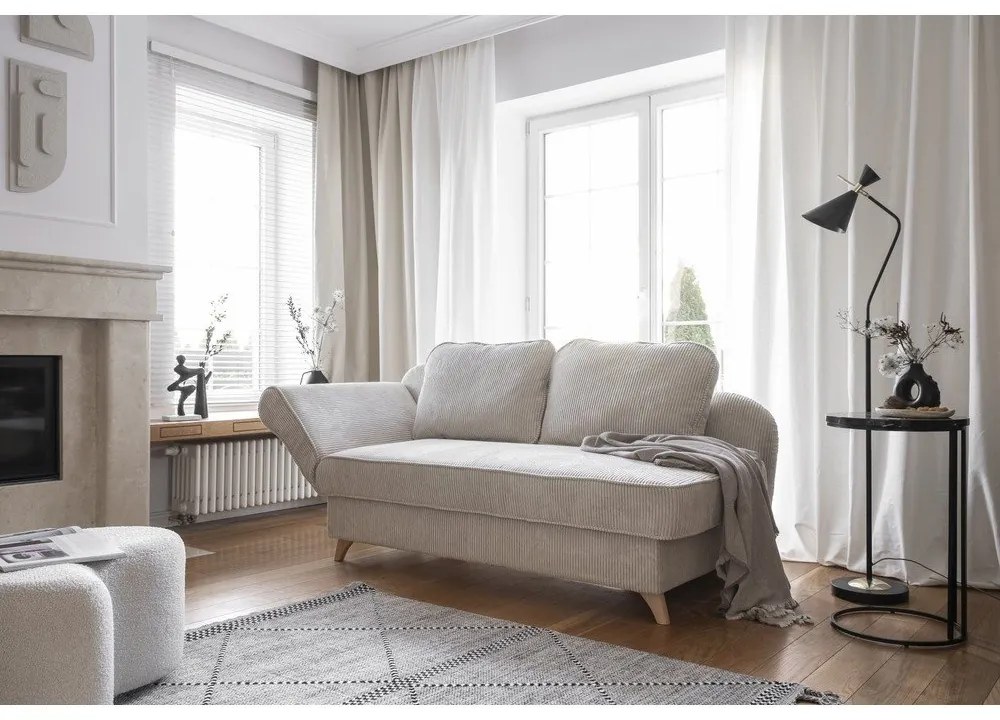 Bézs kordbársony heverő (bal oldali) Chic Charlotte – Miuform